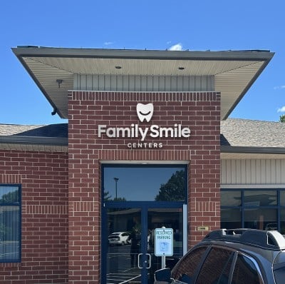 front door entrance of Family Smile Centers in St. Charles County